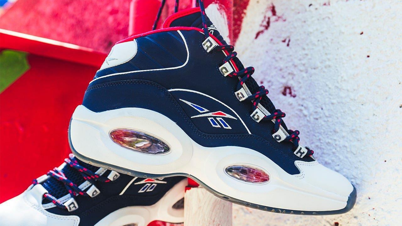 Sneakers Release Reebok Question Mid USA Vector Navy White Vector Red Men s Kids Basketball Shoes Launching 7 31